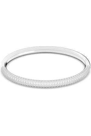 Swarovski Stone bangle, White, Stainless steel