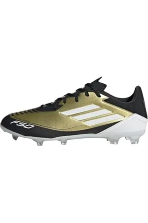 adidas F50 League Messi Football Boots Firm Ground, Gold Metallic/Cloud White/Core Black, 8 UK