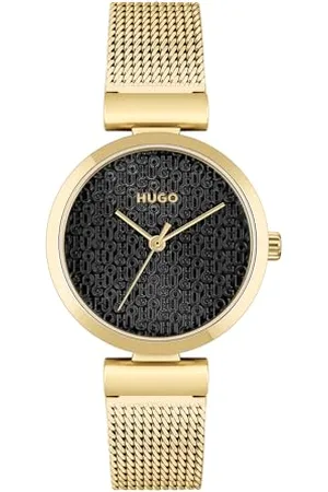 HUGO BOSS Analogue Quartz Watch for Women with Gold Colored Stainless Steel mesh Bracelet - 1540129