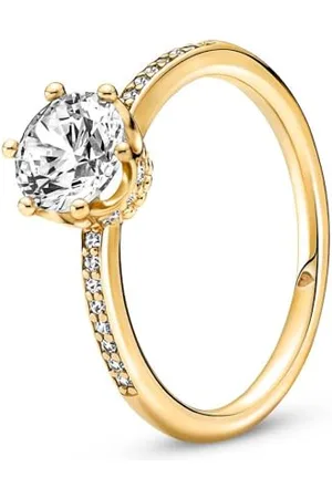 PANDORA Passions Sparkling Crown 14k -plated ring with clear cubic zirconia, 54