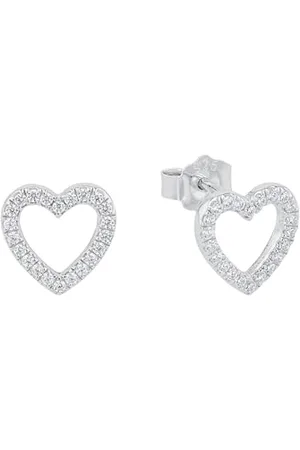 QS by s.Oliver Stud earrings 925 Sterling woman earrings, with zirconia synth., 0.9 cm, , heart, comes in jewelry gift box