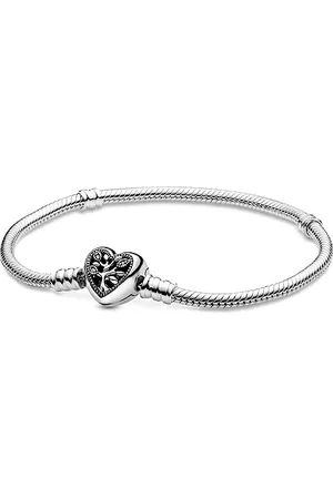 PANDORA Family Tree Heart clasp snake chain bracelet, 16