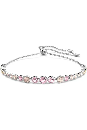 Swarovski Emily Bracelet, Pink Round Cut Crystals in a Rhodium Plated Setting, from the Emily Collection