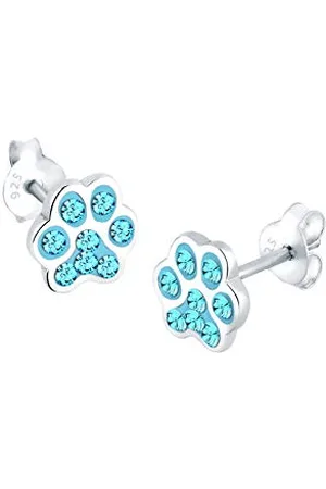 Elli Earrings Cat Dog Paw Animal Crystals 925 Sterling Silver