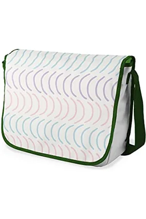Bonamaison Digitally Printed Messenger School Bag with Khaki Strap for Students, Cross Body Bag, Courier Bag, Shoulder Bag for School, Back to School, Size: 29x36 cm