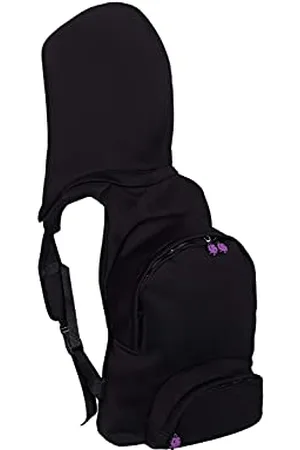 Morikukko Unisex-Adult Hooded Backpack Black Purple Backpack