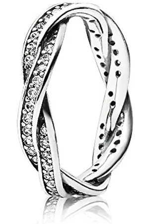 PANDORA Timeless Braided pave silver ring with cubic zirconia, 52