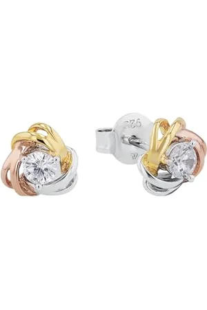 Amor Stud earrings 925 Sterling silver woman earrings, with zirconia synth, 0.8 cm, tricolor, knot, comes in jewelry gift box