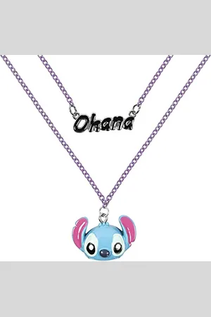 Disney Lilo & Stitch Blue Ohana Stitch Double Layered Necklace NH00922RL-16.PH