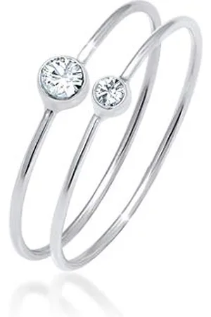 Elli Ring Ladies Set Elegant Basic with Crystals in 925 Sterling Silver