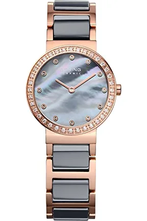 Bering Women Analog Quartz ceramic collection Watch with stainless steel/Ceramic Strap and Sapphire Crystal 10725-769
