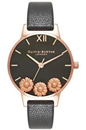 Olivia Burton Analogue Quartz Watch for Women with Black Leather Strap - OB16CH05