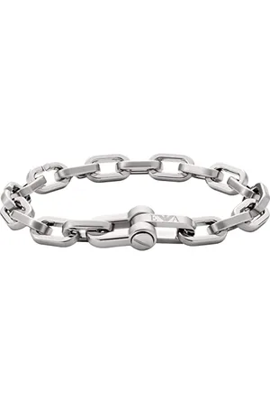 Emporio Armani Bracelet for Men Fashion, L: 185mm, W: 13mm Silver Stainless Steel Bracelet, EGS2865040