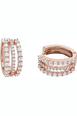 Amor Hoop earrings 925 Sterling silver woman earrings, with zirconia synth., 1.3 cm, rose-colored, comes in jewelry gift box