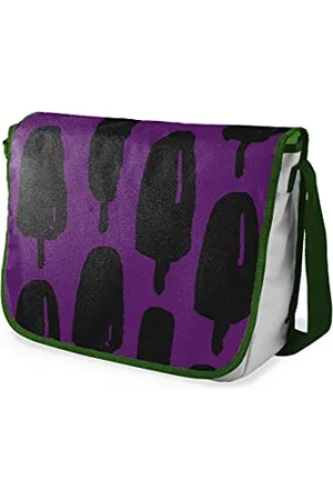 Bonamaison Digitally Printed Messenger School Bag with Khaki Strap for Students, Cross Body Bag, Courier Bag, Shoulder Bag for School, Back to School, Size: 29x36 cm