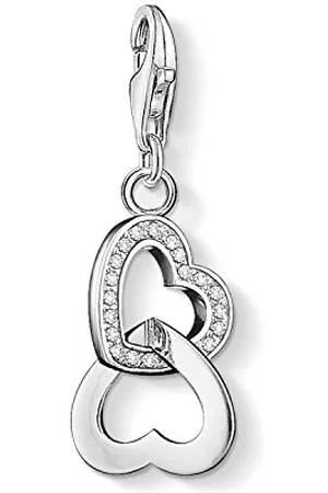 Thomas Sabo Women Charm Pendant Hearts Zirconia Charm Club 925 Sterling Silver 0863-051-14