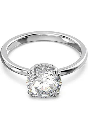 Swarovski Constella Ring, White Princess Cut and Pavé Crystals in a Rhodium Plated Setting, from the Constella Collection, Size 52