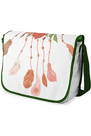 Bonamaison Digitally Printed Messenger School Bag with Khaki Strap for Students, Cross Body Bag, Courier Bag, Shoulder Bag for School, Back to School, Size: 29x36 cm