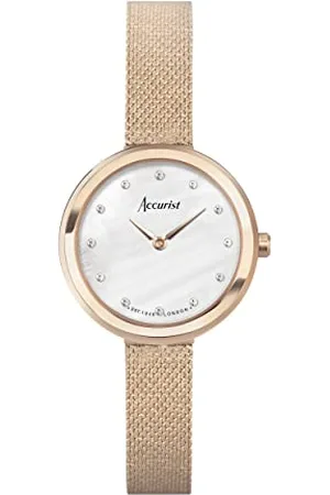 Accurist Ladies Jewellery 28mm Quartz Watch in White with Analogue Display, and Rose Gold Stainless Steel Bracelet 78008