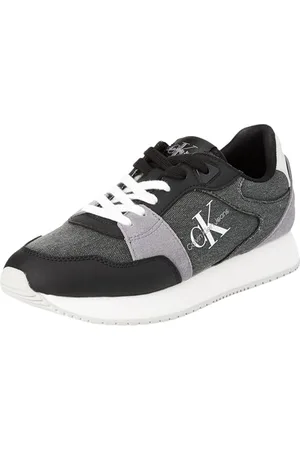 Calvin Klein Women Running Trainers Low Lace Mix Athletic Shoes, Multicolor (Black/Stormfront), 36