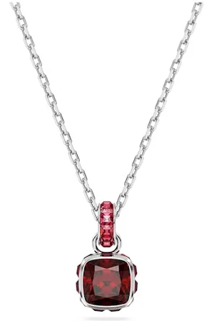 Swarovski Birthstone pendant, Square cut, January, , Rhodium plated