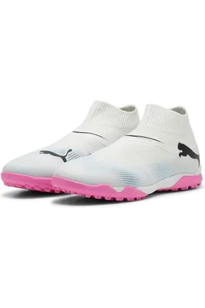 PUMA Men Future 7 Match+ Ll Tt Soccer Shoes, White- Black-Poison Pink, 9.5 UK