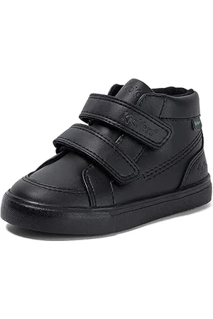 Kickers Boys Tovni Hi Vel | Easy Fastening Black Leather School Uniform Shoe, , 7 UK Child