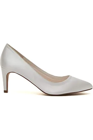 Rainbow Club Stella - Classic Satin Court Bridal Wedding Shoes with Subtle Silver Shimmer Detail, 8 UK