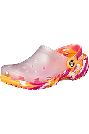 Crocs Unisex Classic Translucent Marbled Clog, White/Multi, 2 UK