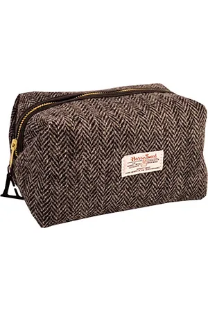 Vagabond Bags Ltd Vagabond Bags Harris Tweed Herringbone Medium Boxy Holdall Bag, Black & White, 23 cm