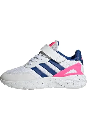 adidas Nebzed Elastic Lace Top Strap Shoes Sneakers, Cloud White/Royal Blue/Lucid Pink, 5 UK