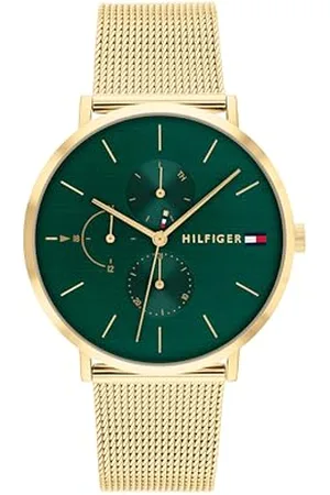 Tommy Hilfiger Analogue Multifunction Quartz Watch for Women with Gold Colored Stainless Steel mesh Bracelet - 1782766