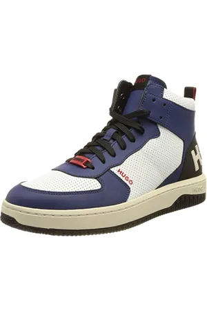 HUGO BOSS Mens Kilian Hito Mixed-material high-top trainers with backtab logo Size 10