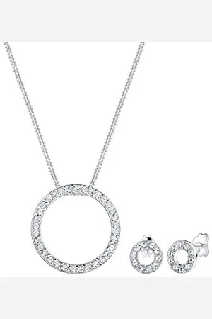 Elli Geo Circle Jewellery Set Crystals 925