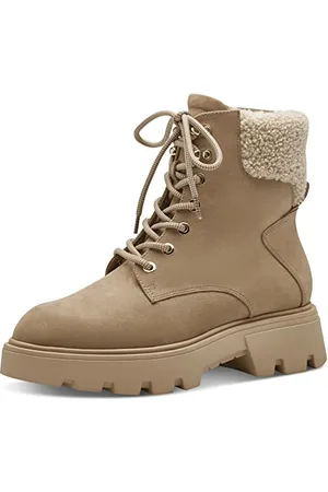 Tamaris Women Combat Boots, Ladies Ankle Boots,Warm Lined,Winter Shoes,Boots,Half Boots,Booties,lace-up Boots,Winter Boots,Warm,Camel,36 EU