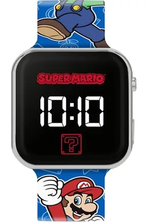 Super Mario Mario Kids LED Quartz Silicone Blue Strap Watch GSM4259