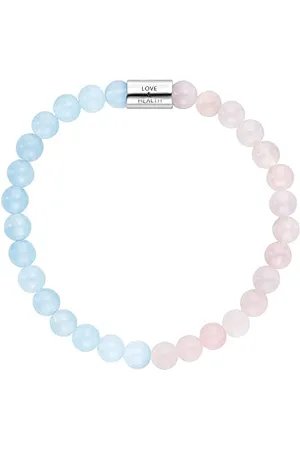 Engelsrufer Angel Whisperer ERB-HEAL-RQ-BA-M Sterling Silver Bracelet with Rose Quartz and Agate Medium