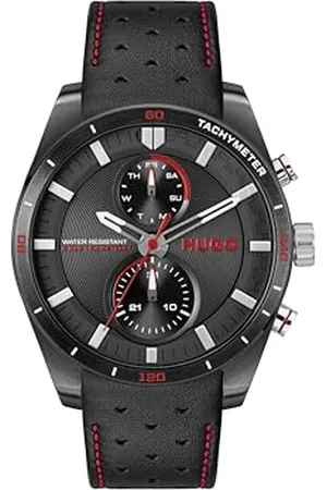 HUGO BOSS Analogue Multifunction Quartz Watch for men #FAST Collection with Stainless Steel and Leather strap