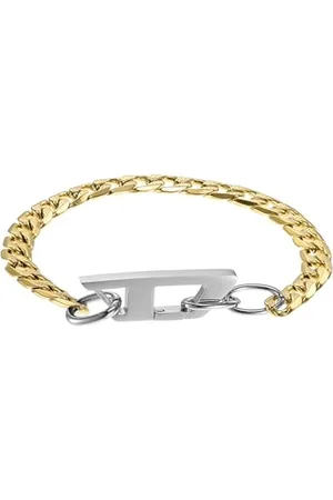 Diesel Bracelet for Men Two-Tone Stainless Steel Chain Bracelet, Length: 220mm, Width: 32.5mm, Height: 10mm, DX1437931