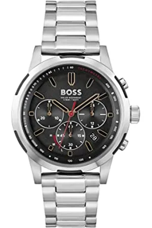 HUGO BOSS Solar Chronograph Quartz Watch for Men with Silver Stainless Steel Bracelet - 1514032