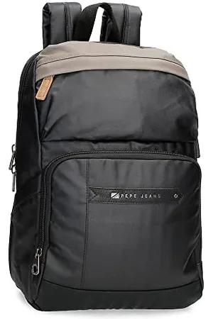 Pepe Jeans Cardiff Laptop Backpack Adaptable up to 12" Black 25x37x10 cm Cotton, Polyester and PU. 9,25L
