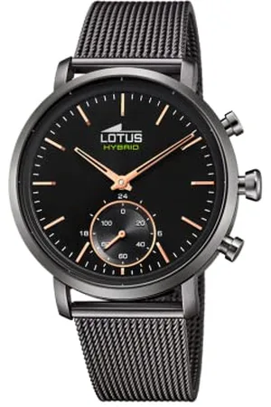 Lotus Model 18806/1 Watch from The Connected Collection, 42mm Black case with Dark Grey Steel Strap for Men