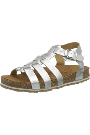 Haflinger Girls’ Bio Anni Ankle Strap Sandals, Silver (Silber 1113), 13 UK