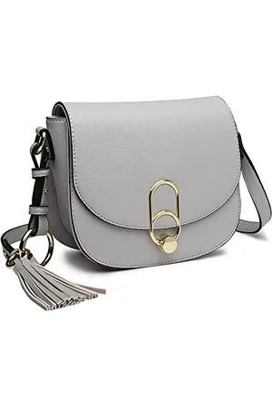 MISS LULÙ Women Cross Body Bag Fashion Tassel Decoration Zipper Handbags Flap with Lock Closure Shoulder Bag