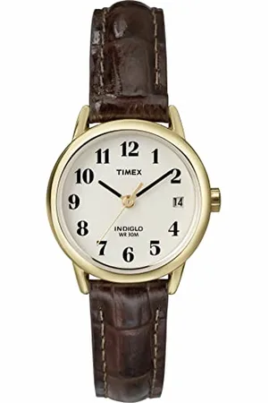 Timex Ladies Watch T20071Pf with White Dial and Brown Leather Strap