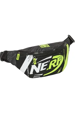 Safta NERF Get Ready Waist Bag with External Pocket, Ideal for Youth and Children of Different Ages, Comfortable and Versatile, Quality and Resistance, 23 x 9 x 12 cm, Black, , Estándar