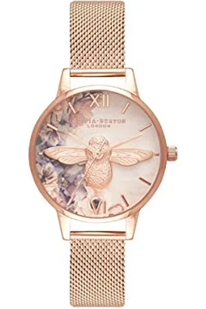 Olivia Burton Analogue Quartz Watch for Women with Gold Colored Stainless Steel Bracelet - OB16PP40