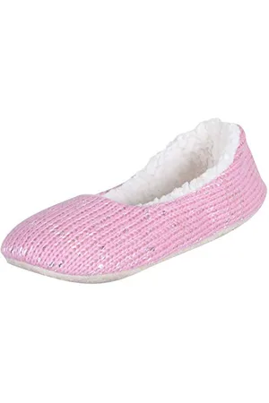 Autumn Faith Ladies Knitted Ballet Ballerina Sequin Slippers with Non-Slip Sole UK 5-6