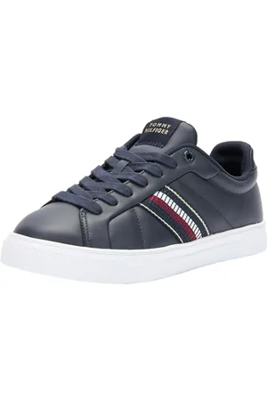 Tommy Hilfiger Women’s Leather Runner Trainers, Blue (Space Blue), 6