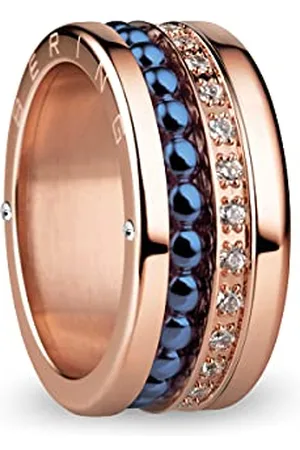 Bering Exchangeable Ring Combination for Women in Rose Gold and Blue with the Distinctive Twist and Change System, Indus